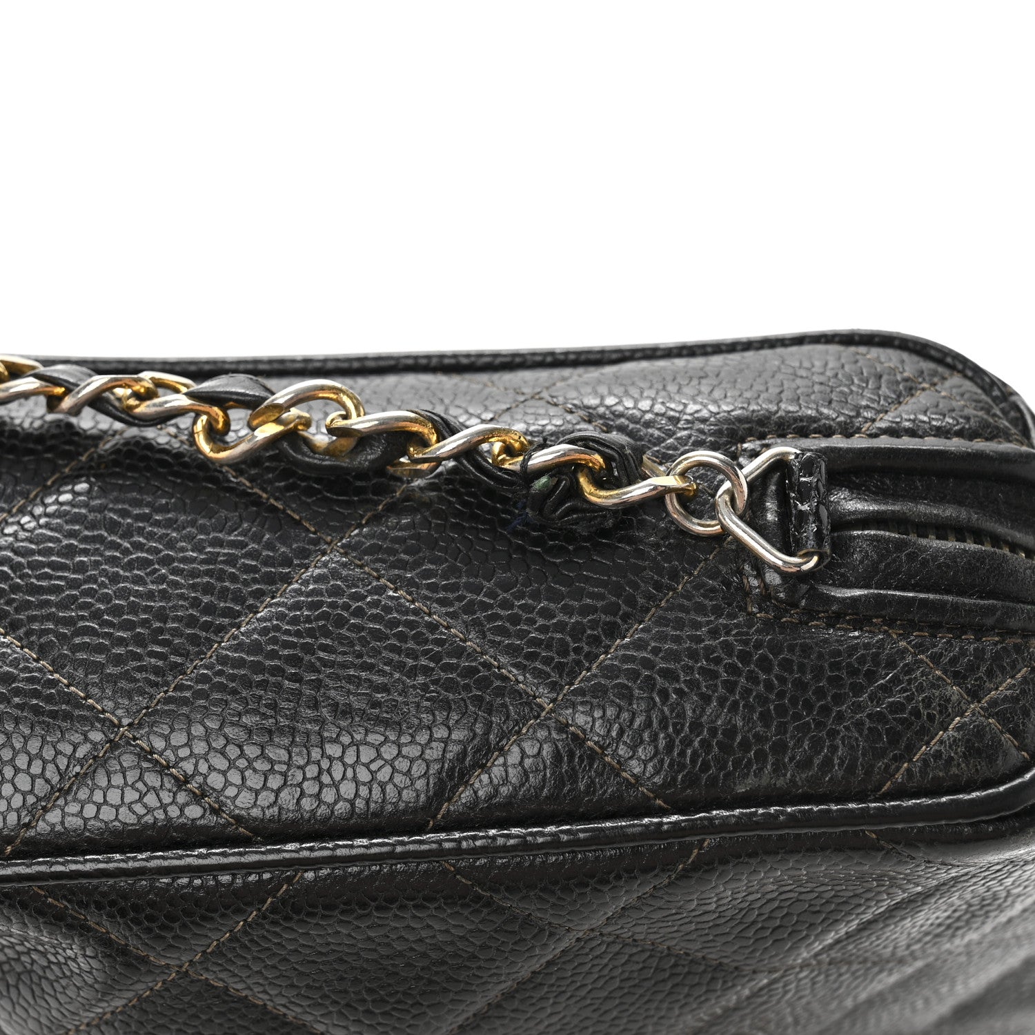 Caviar Quilted Camera Case Black