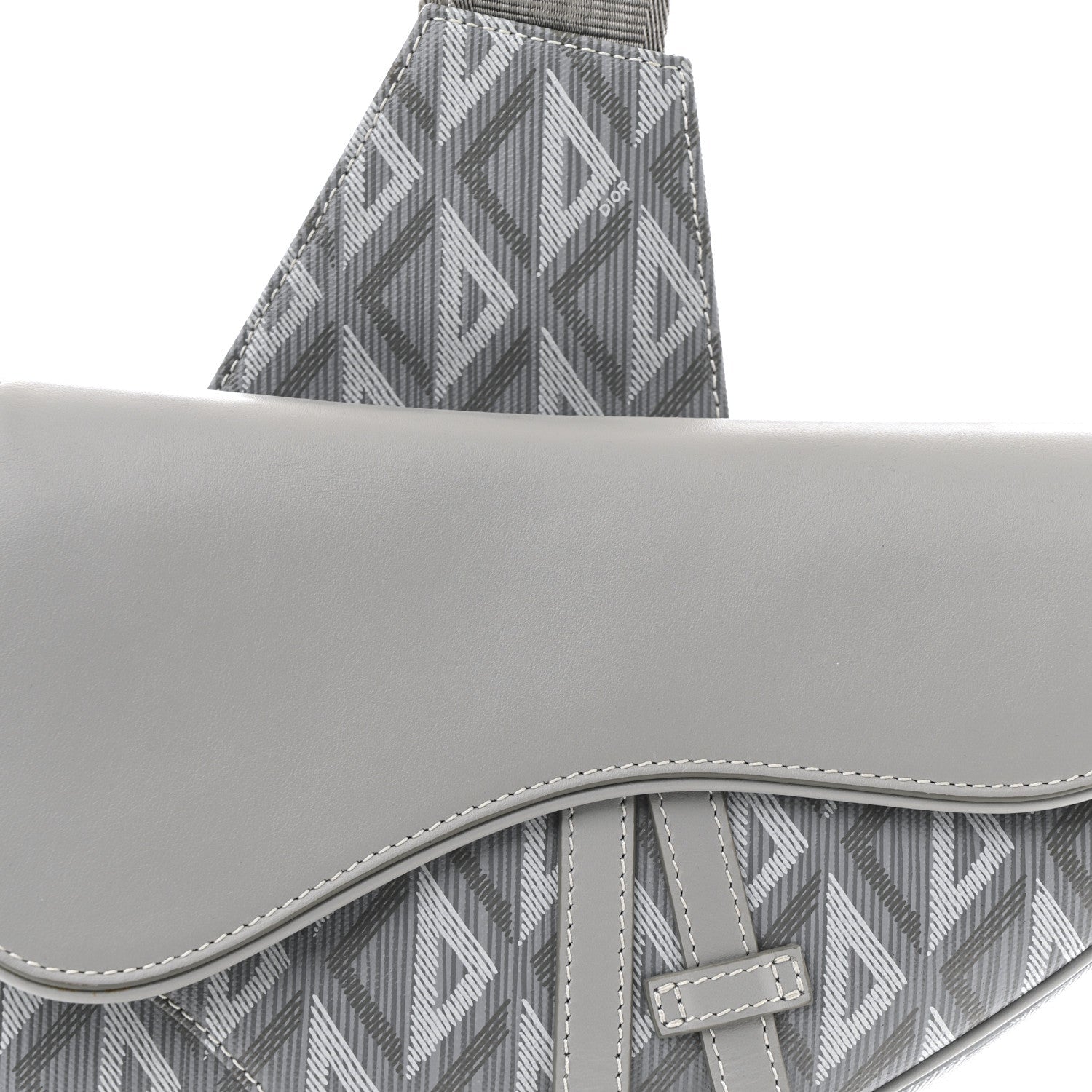 Coated Canvas Calfskin CD Diamond Mens Saddle Bag Gray