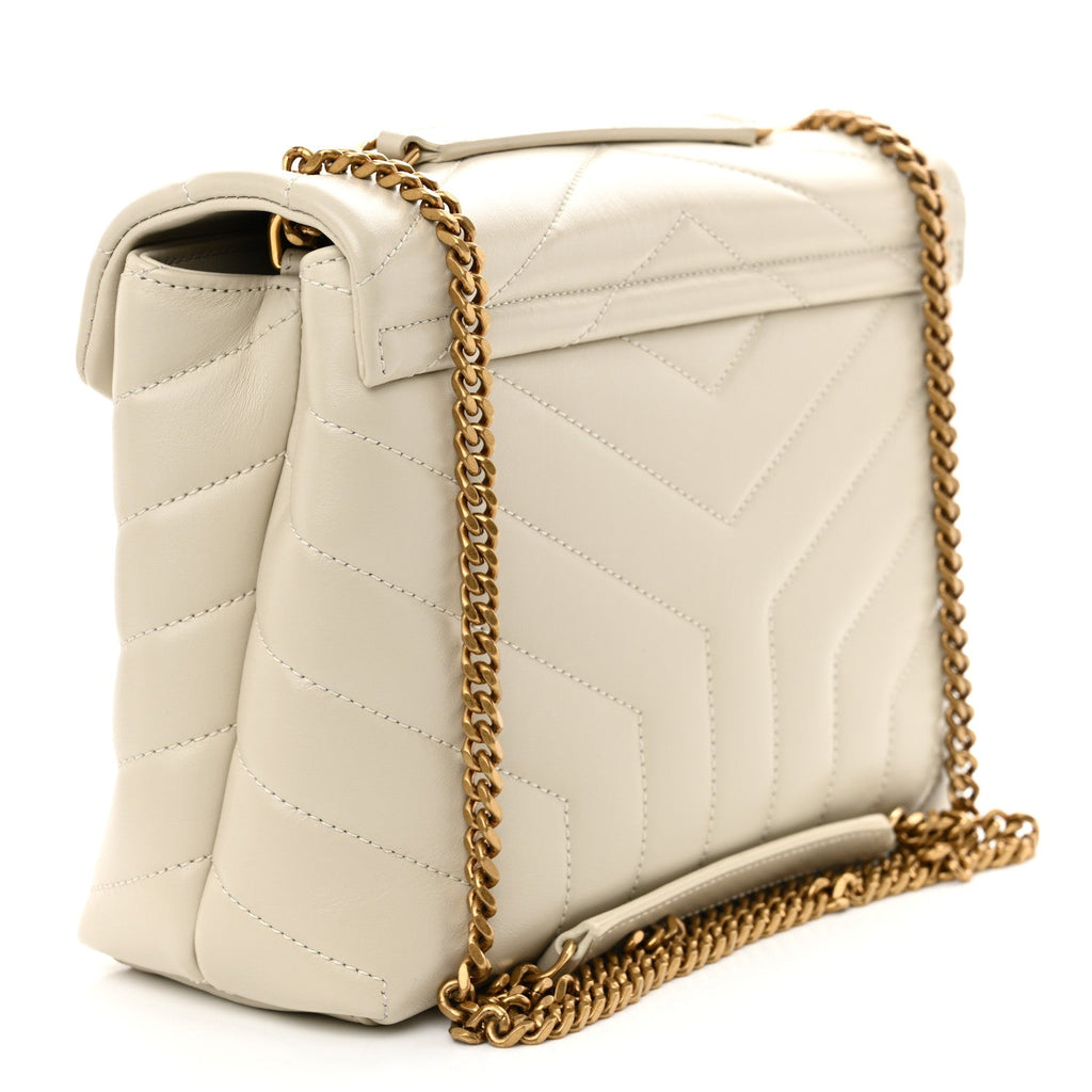 Calfskin Y Quilted Monogram Small Loulou Chain Satchel Crema Soft