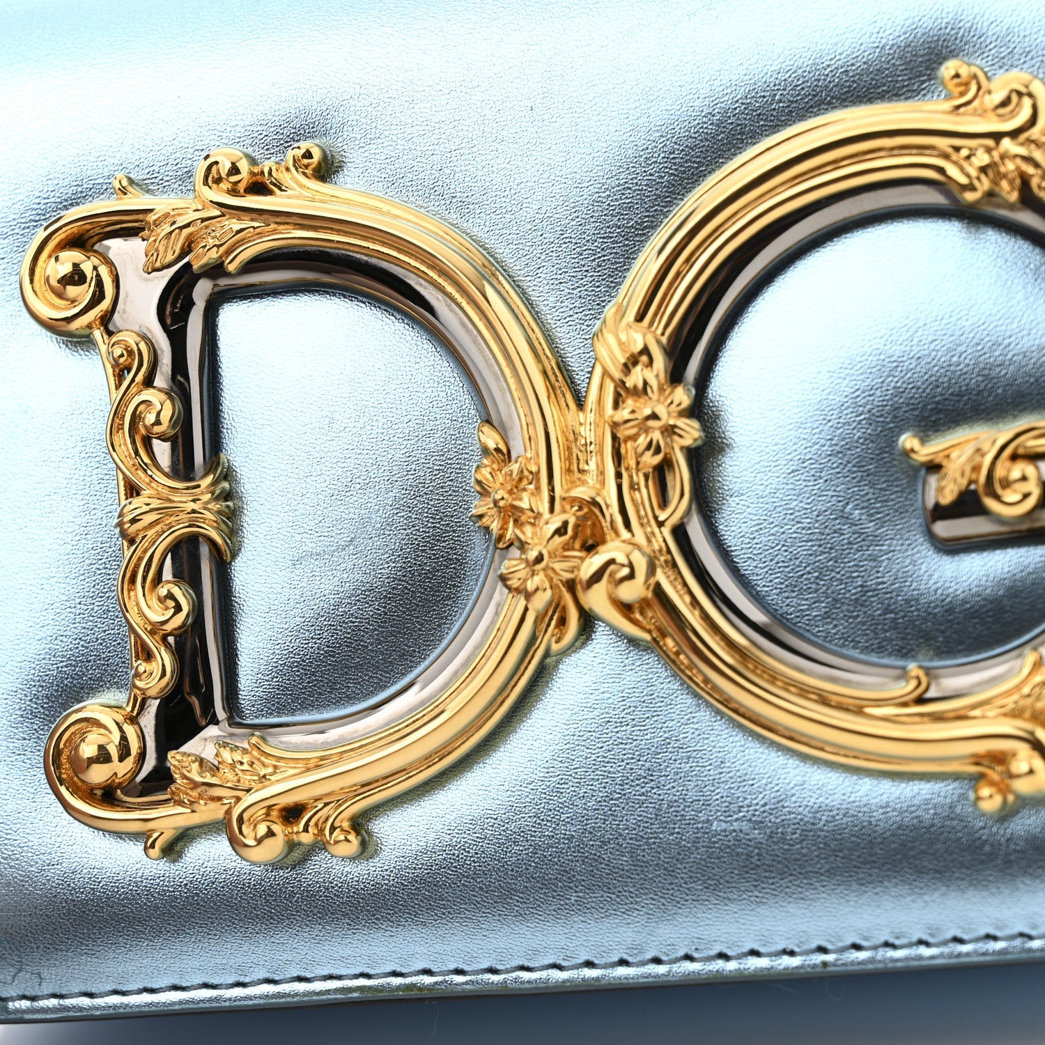 Metallic Nappa Mini DG Girls Shoulder Bag Blue