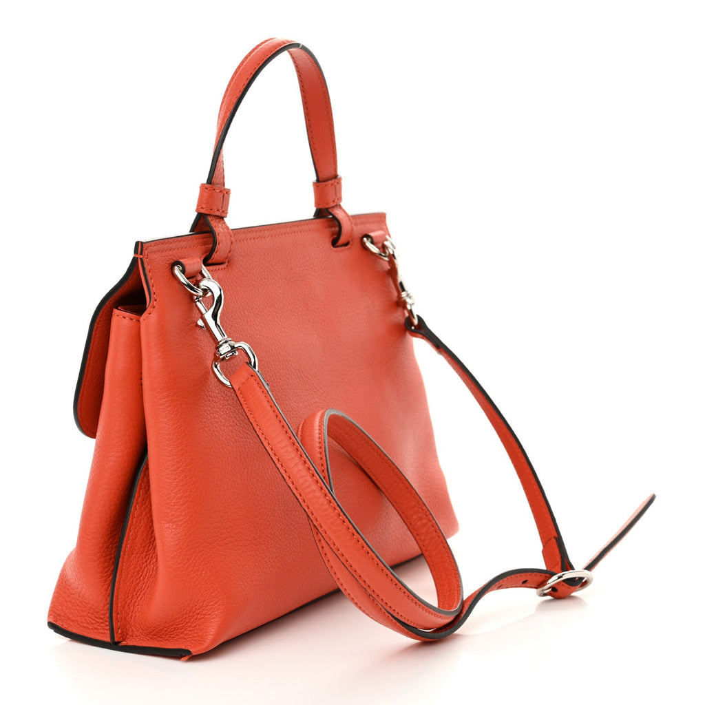 Cellarius Calfskin Small Bamboo Daily Top Handle Bag New Dark Orange