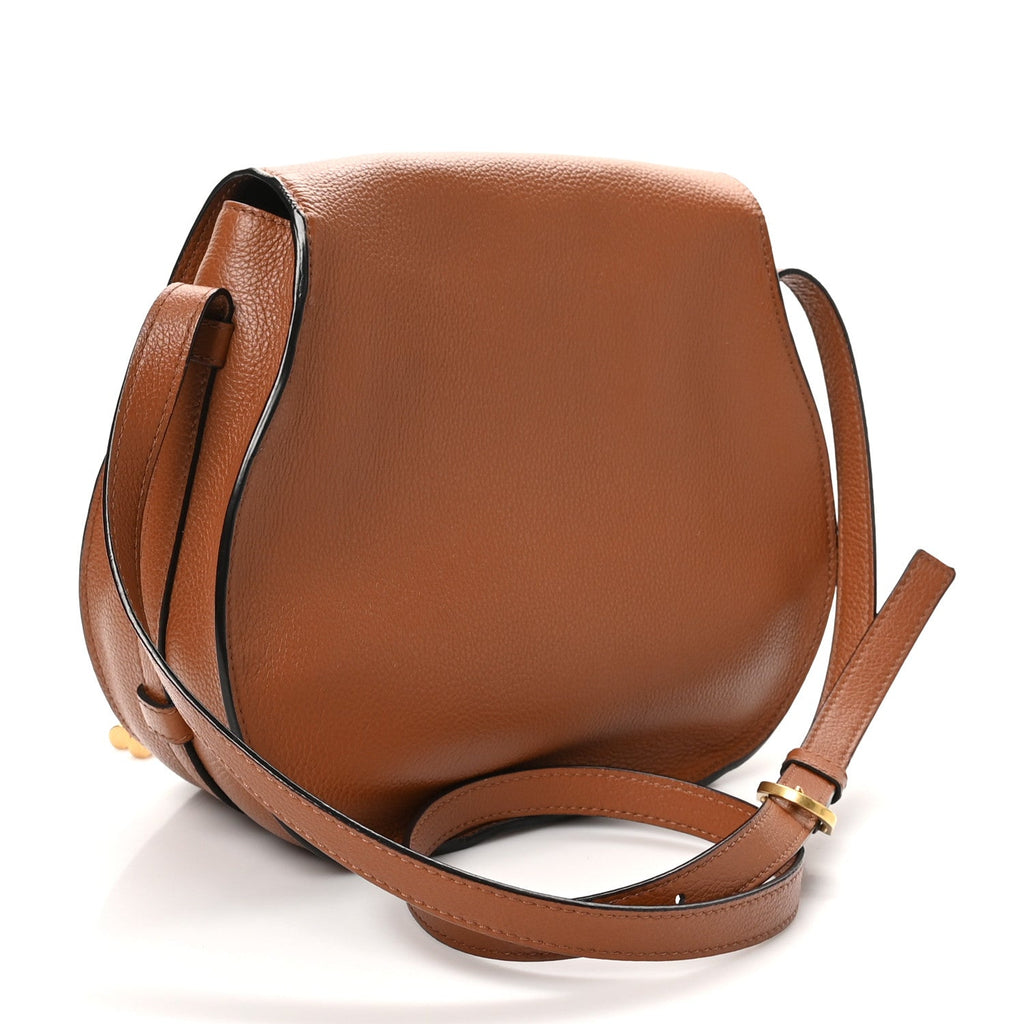 Grained Calfskin Medium Marcie Saddle Bag Tan