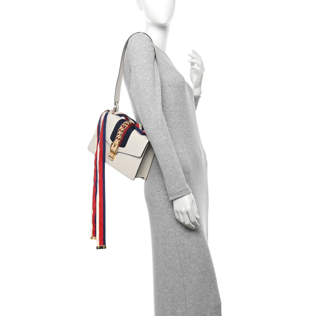 Calfskin Small Sylvie Shoulder Bag Off White