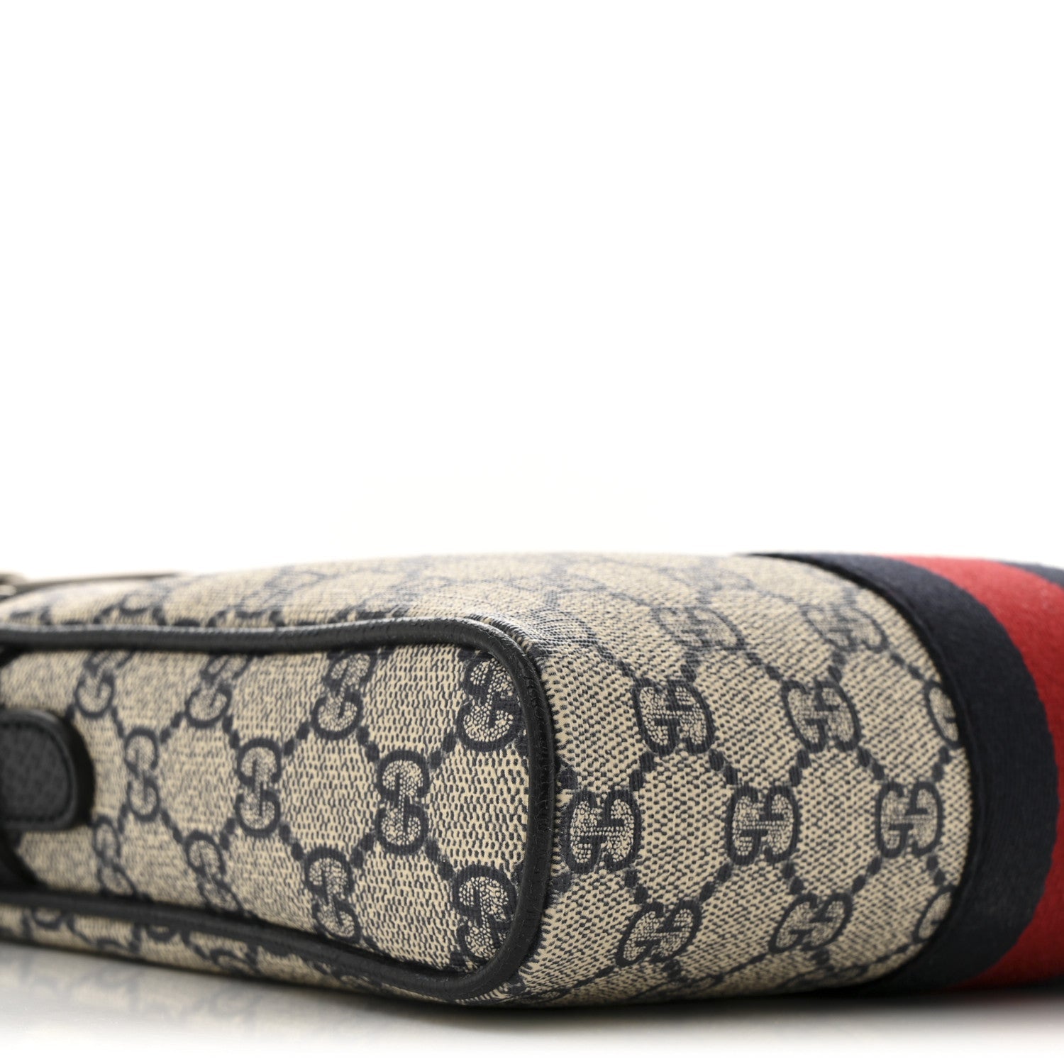 GG Supreme Monogram Textured Dollar Calfskin Web Small Ophidia Messenger Bag Beige Blue