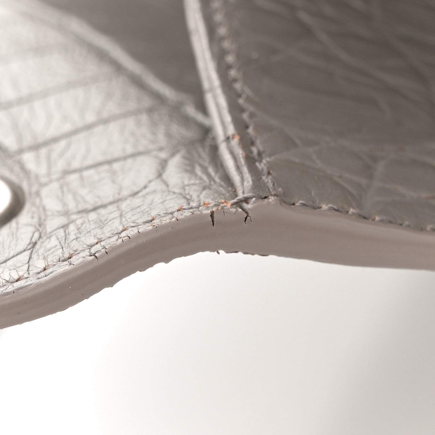 Calfskin Crocodile Embossed Medium Classic Monogram Kate Tassel Satchel Fog