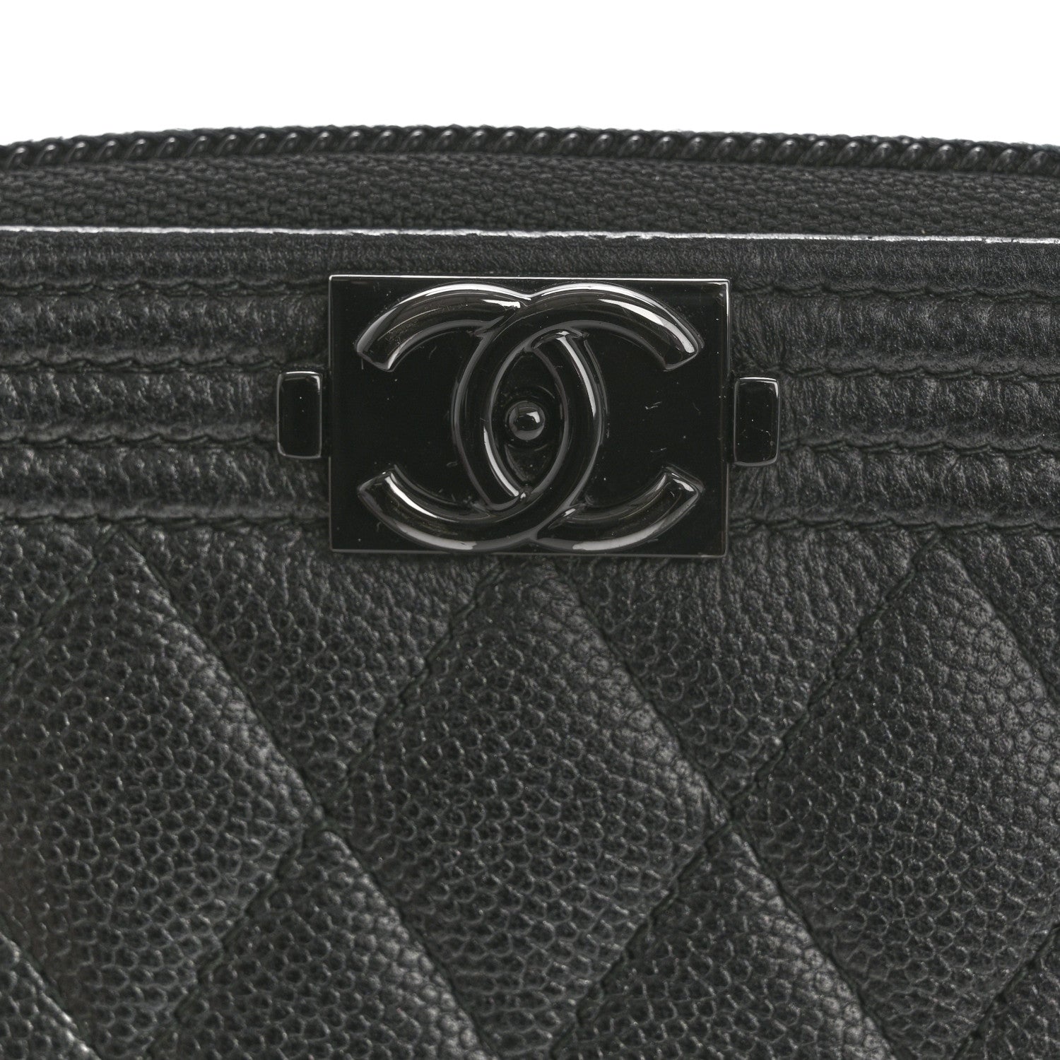 Caviar Quilted Boy Zip Around Coin Purse Wallet So Black