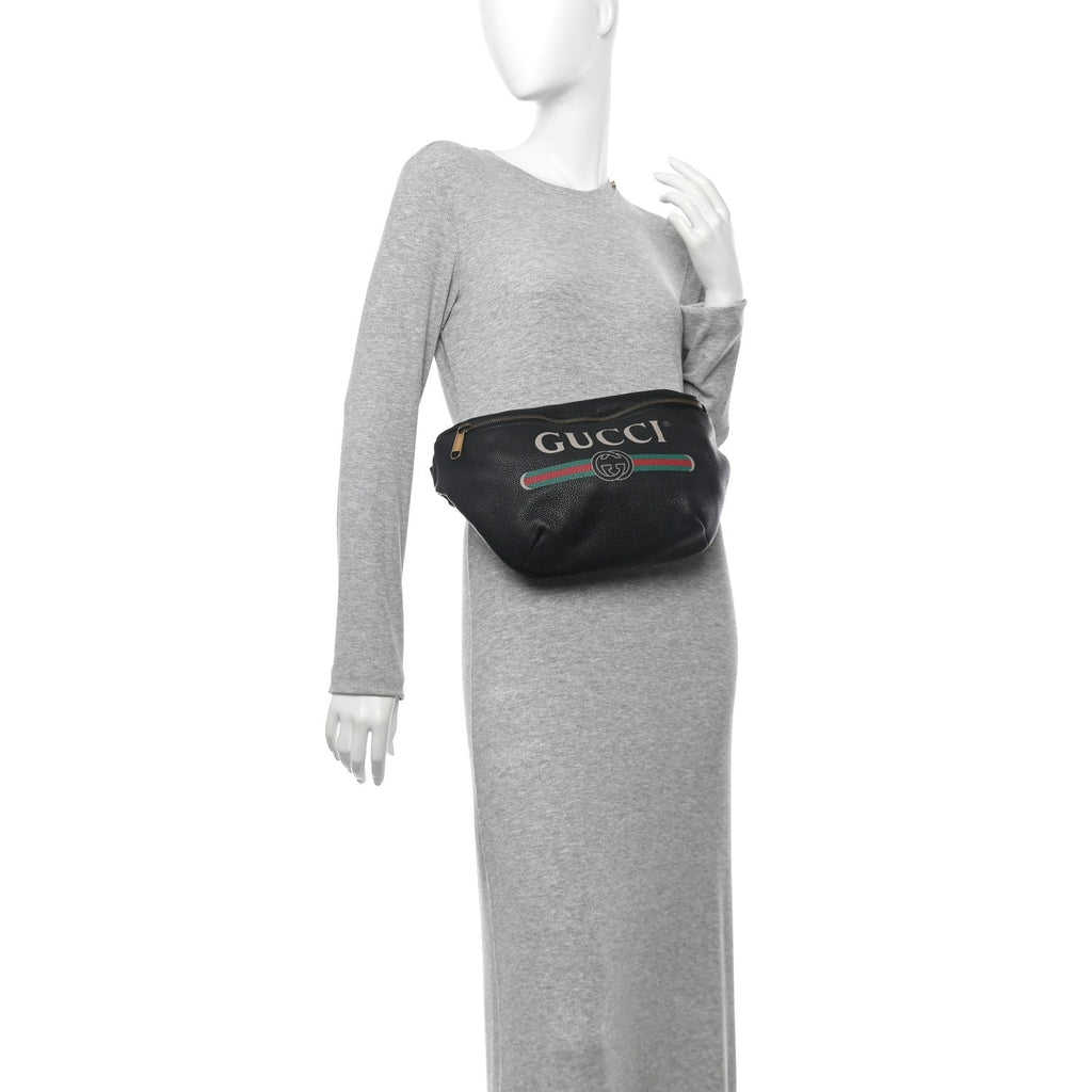 Grained Calfskin Logo Belt Bag Black