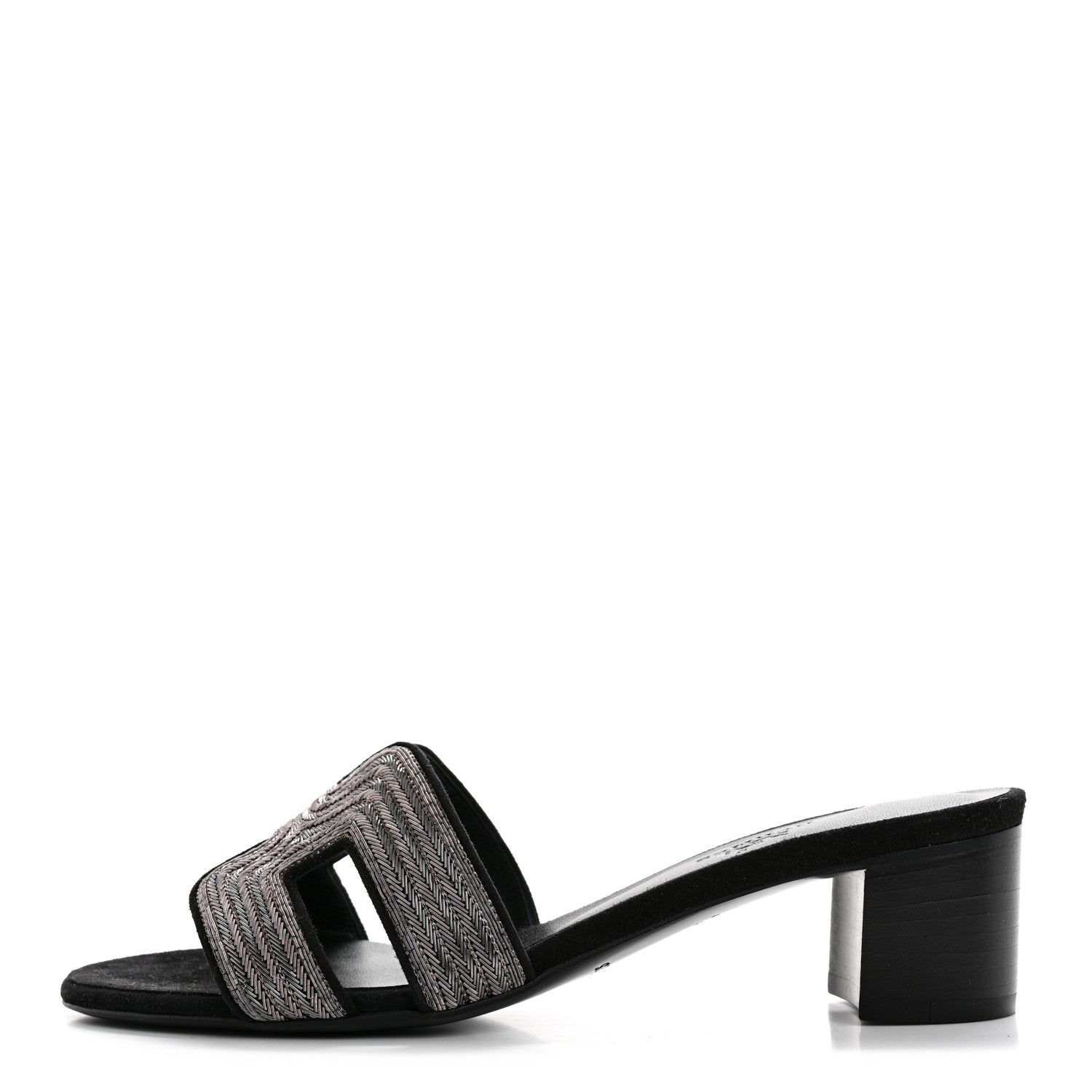 Chevre Velours Dabka Embroidered Oasis Sandals 37 Black