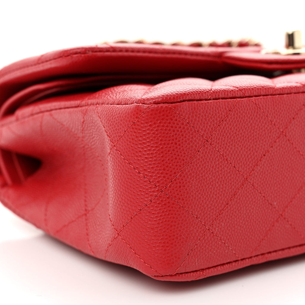 Caviar Quilted Small Double Flap Red