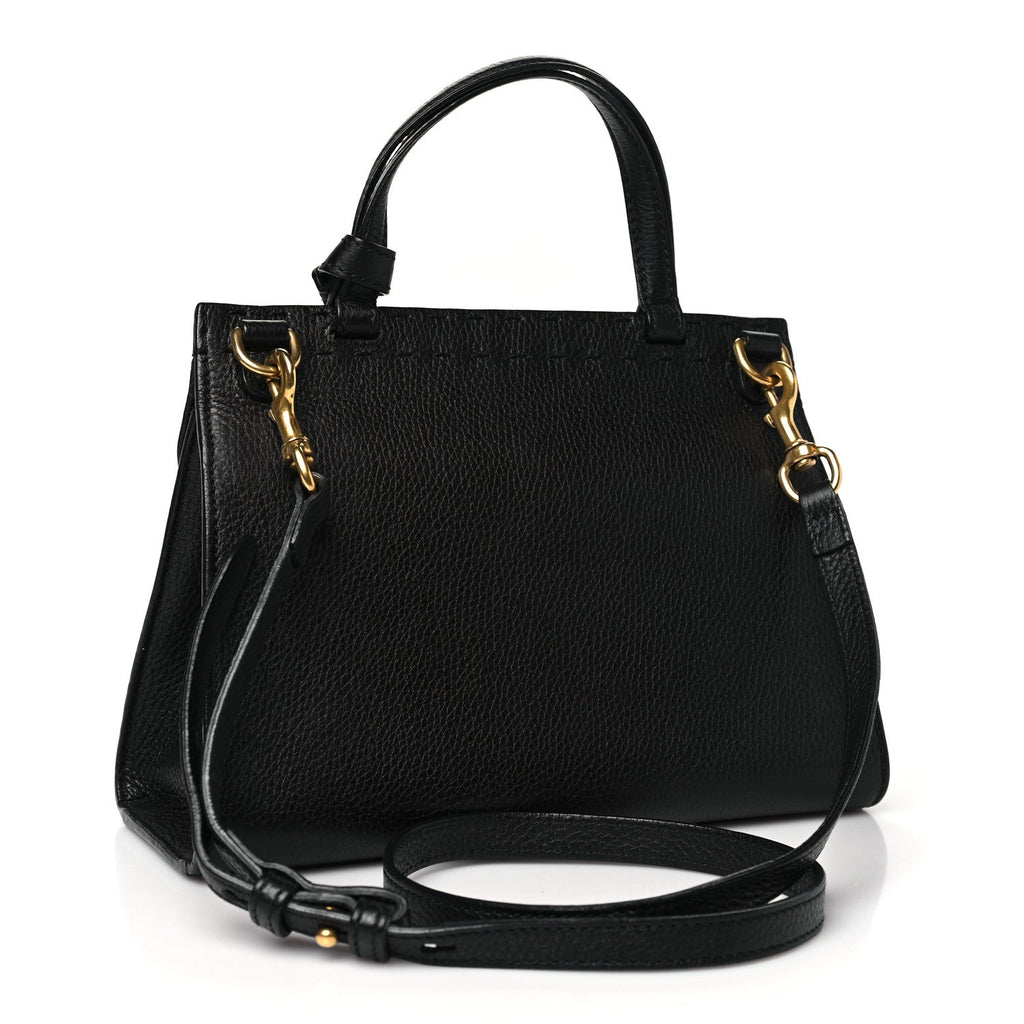 Calfskin Mini GG Marmont Top Handle Bag Black