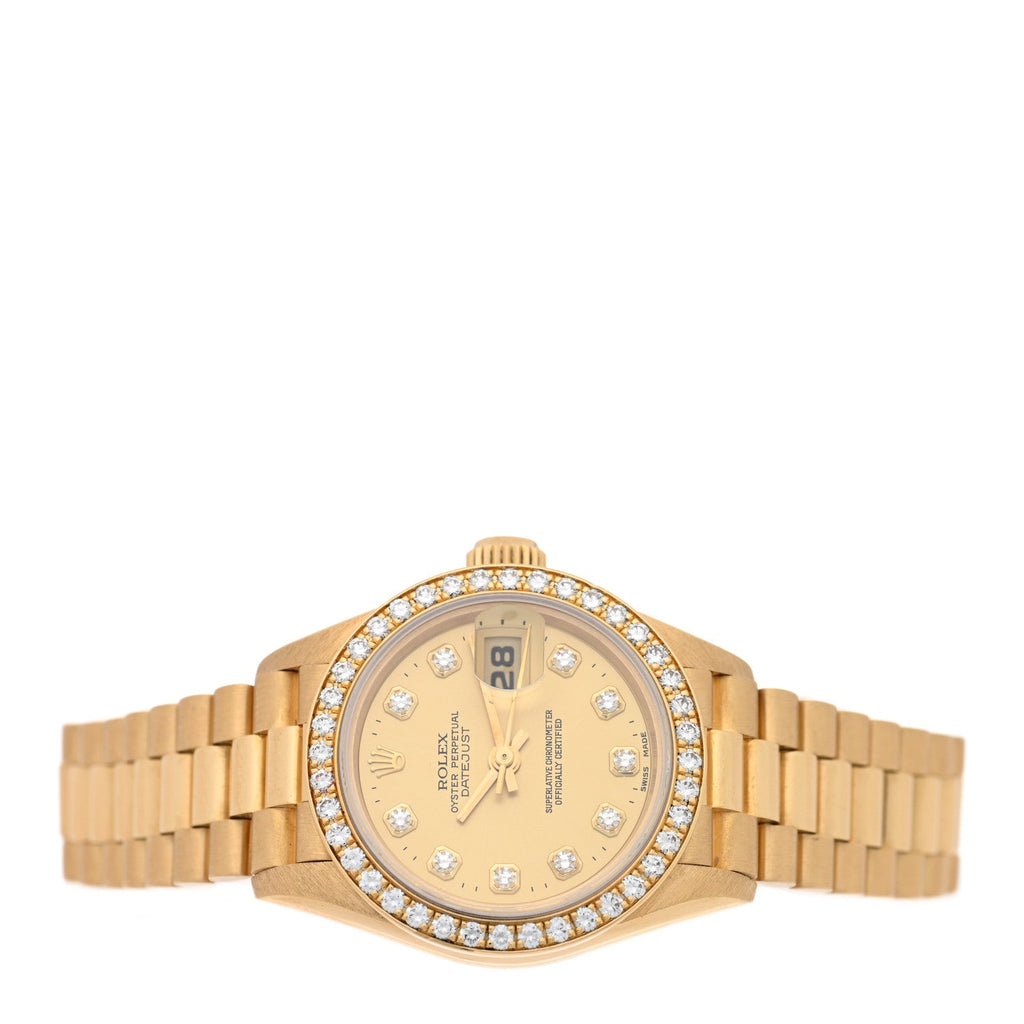 18K Yellow Gold Diamond 26mm Datejust President Watch Champagne 69138