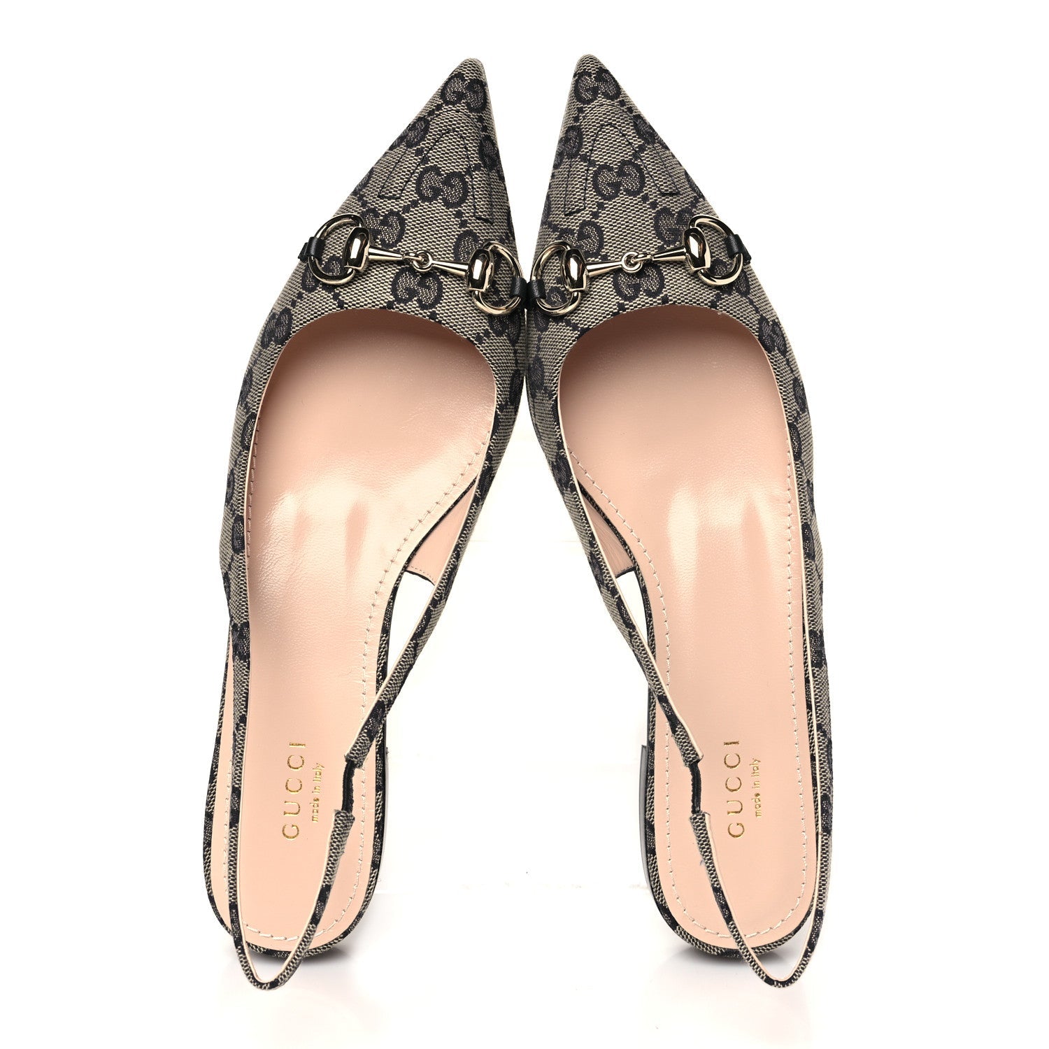 Monogram Horsebit Womens Slingback Ballet Flat 38.5 Beige Blue