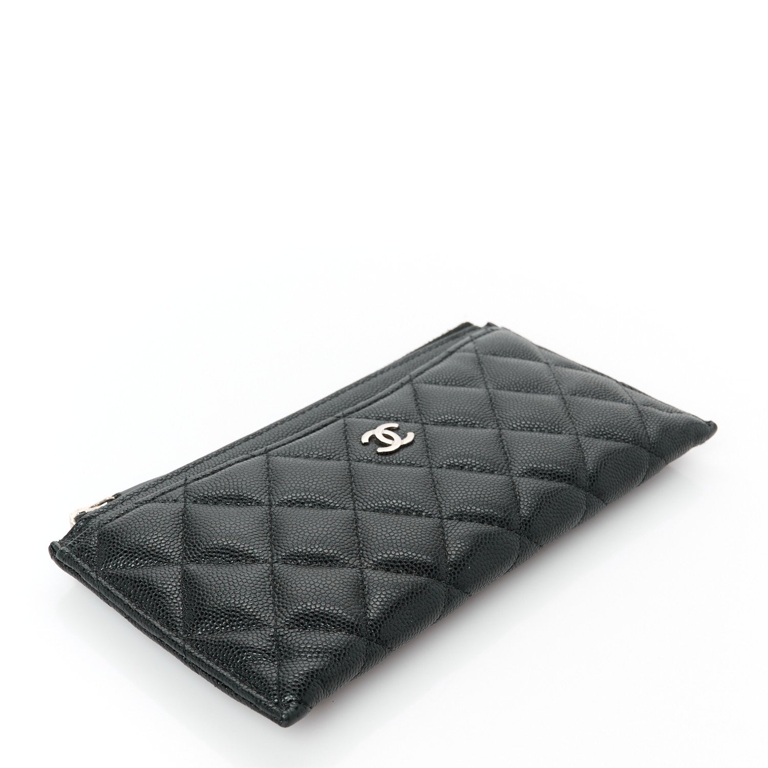 Caviar Quilted Classic Zip Pouch Black