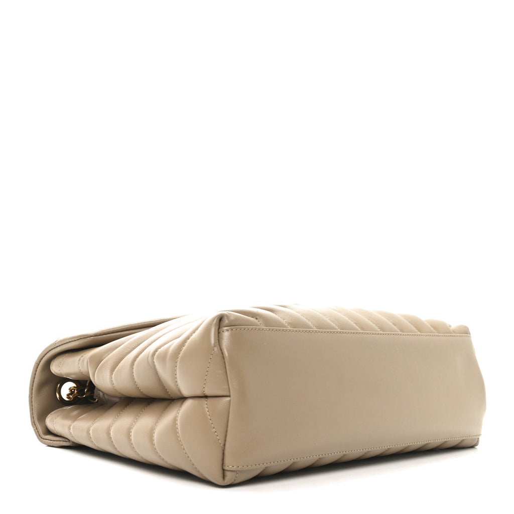 Calfskin Y Quilted Monogram Medium Loulou Chain Satchel Natural Tan