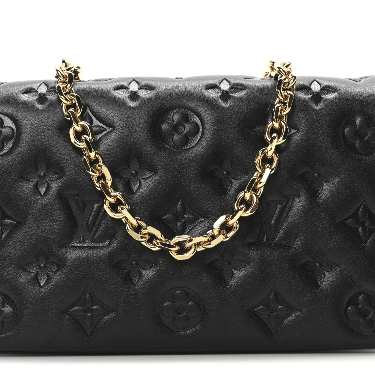 Lambskin Embossed Monogram Pochette Coussin Black