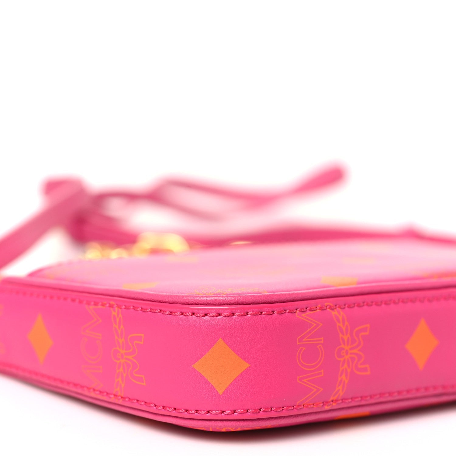 Calfskin Color Splash Mini Pouch on Chain Pink