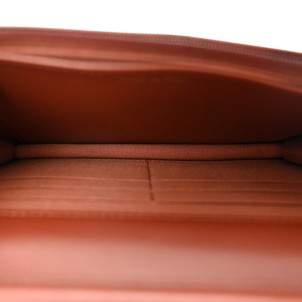 Lambskin Quilted Crystal Pearl CC Wallet On Chain WOC  Brown