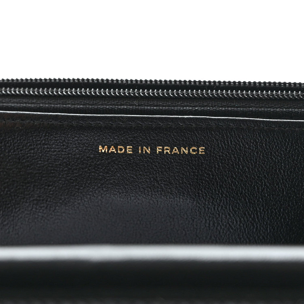 Lambskin Quilted Enamel Coco Casino Wallet On Chain WOC Black