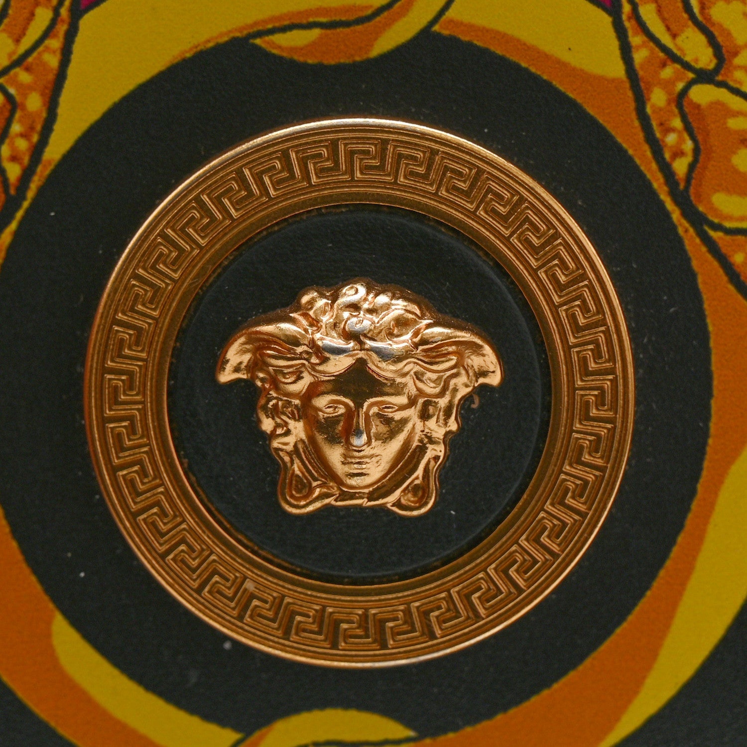 Calfskin Medusa Barocco Rodeo Print Card Holder Wallet Black Multicolor