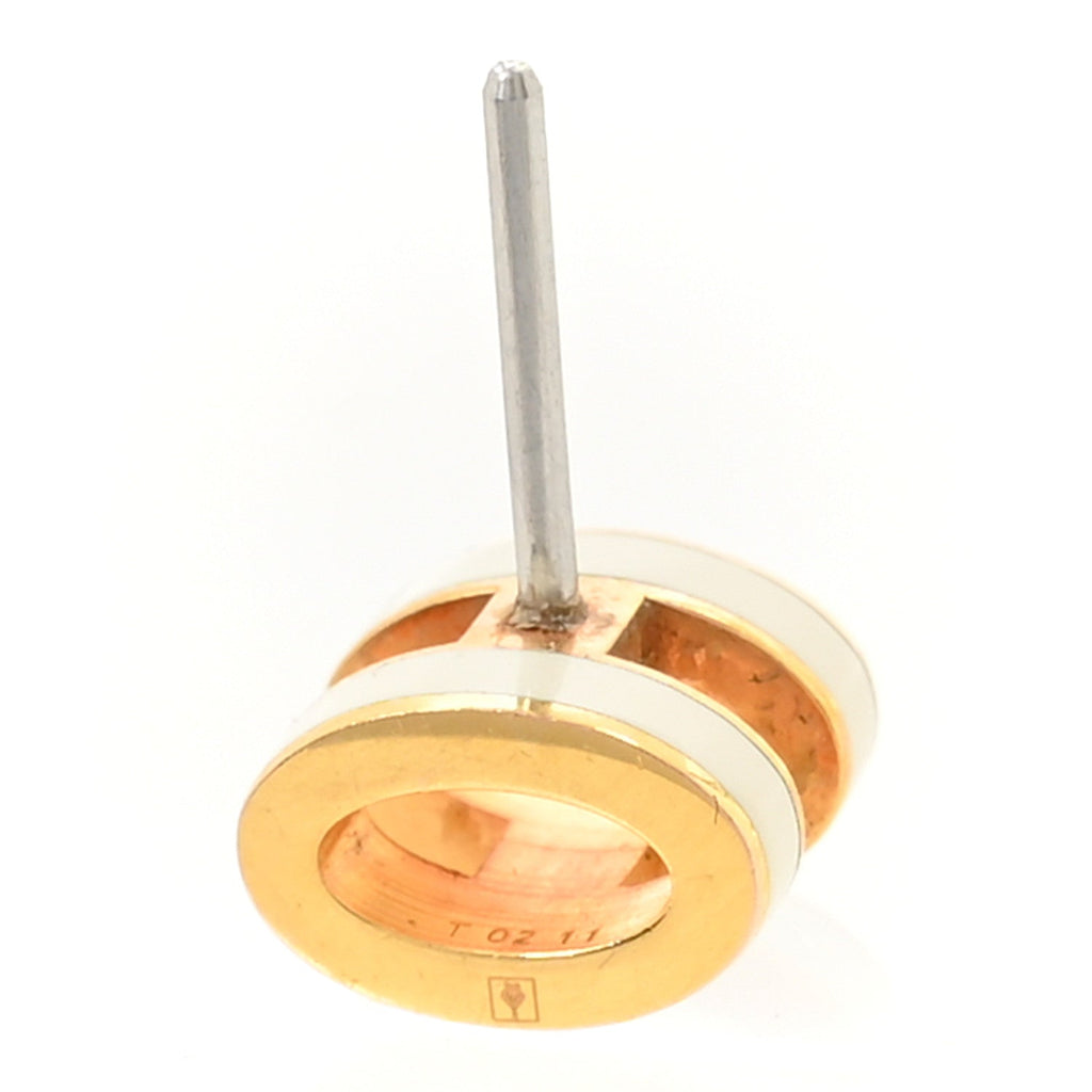 Gold Lacquered Mini Pop H Earrings White