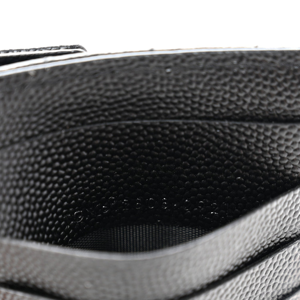 Grain De Poudre Matelasse Chevron Monogram Compact Wallet Black