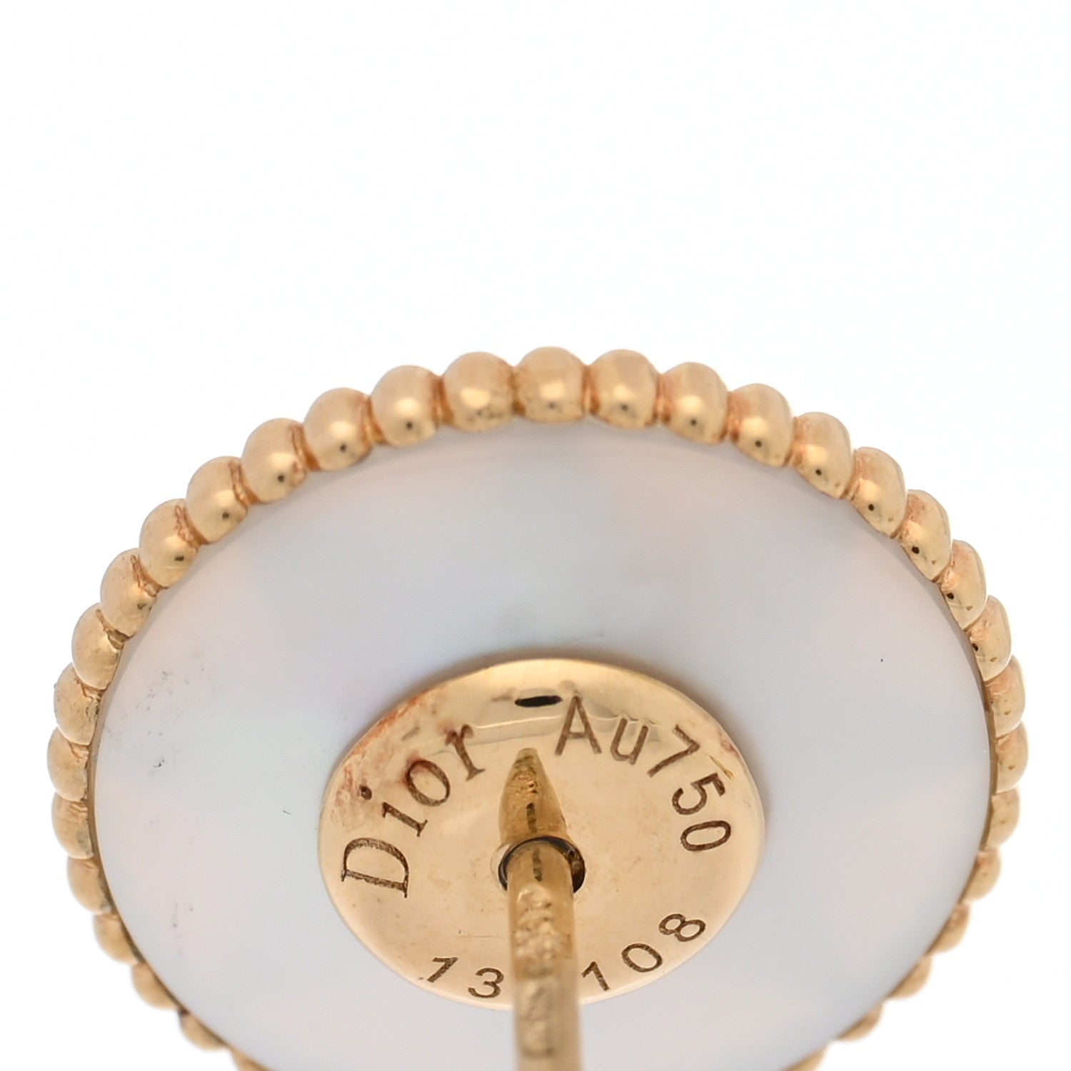 18K Yellow Gold Diamond Mother Of Pearl Medium Rose Des Vents Single Earring