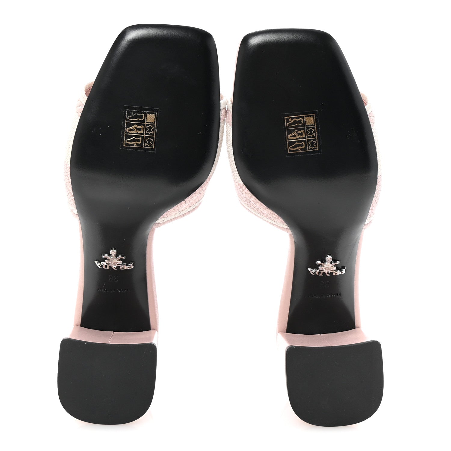 Fabric Logo Embroidered 65mm Block Heel Slide Sandals 38 Alabastro Talco