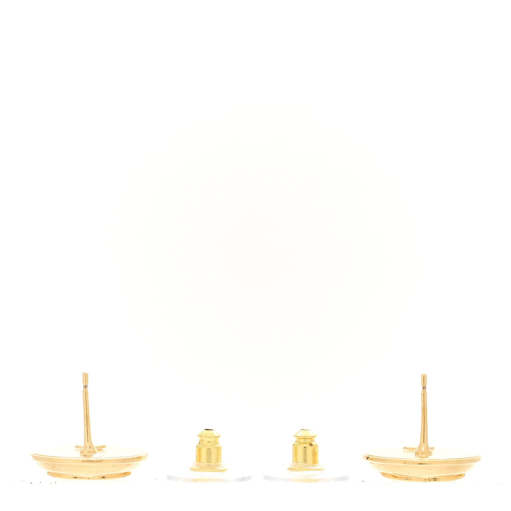 Metal Round CC Earrings Gold