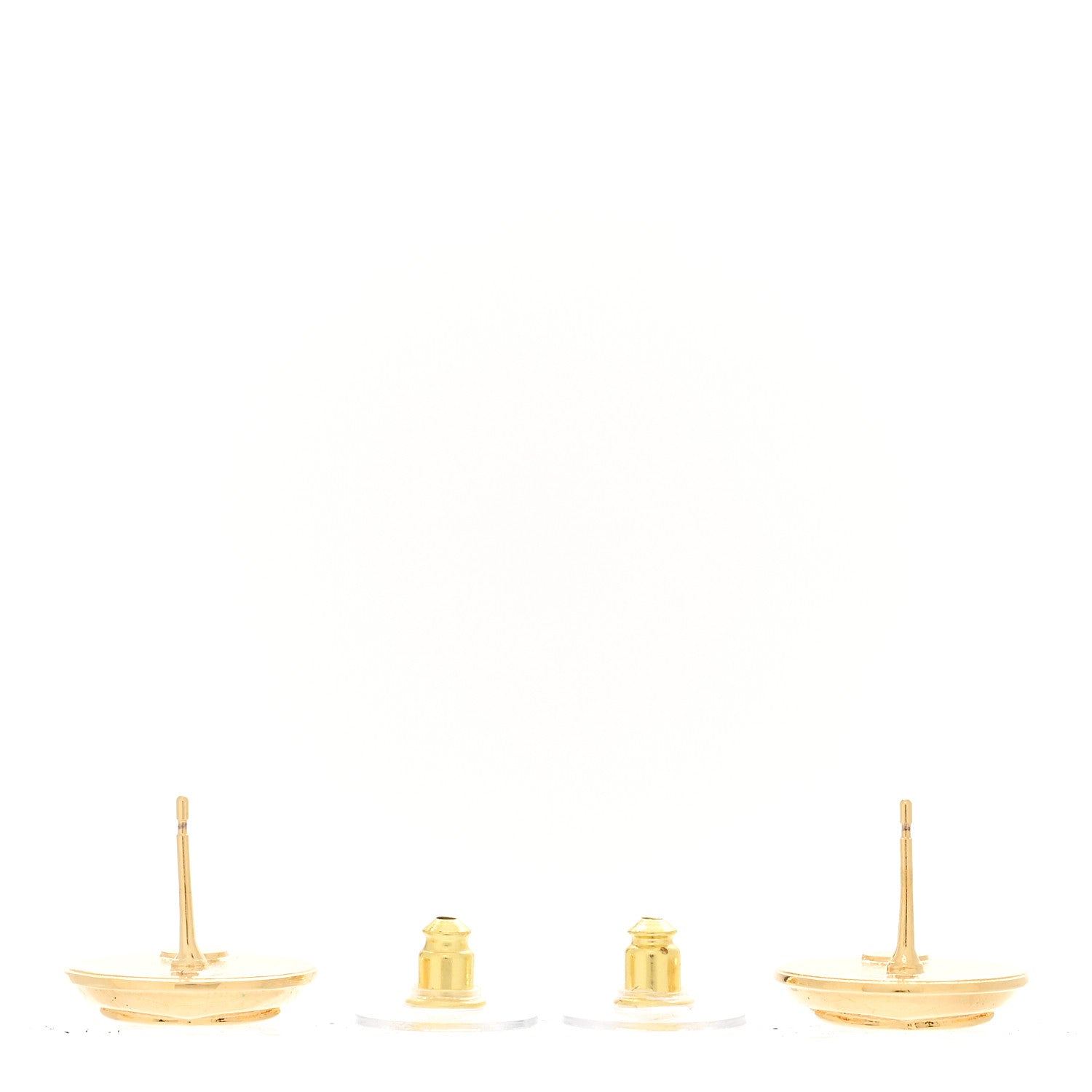 Metal Round CC Earrings Gold