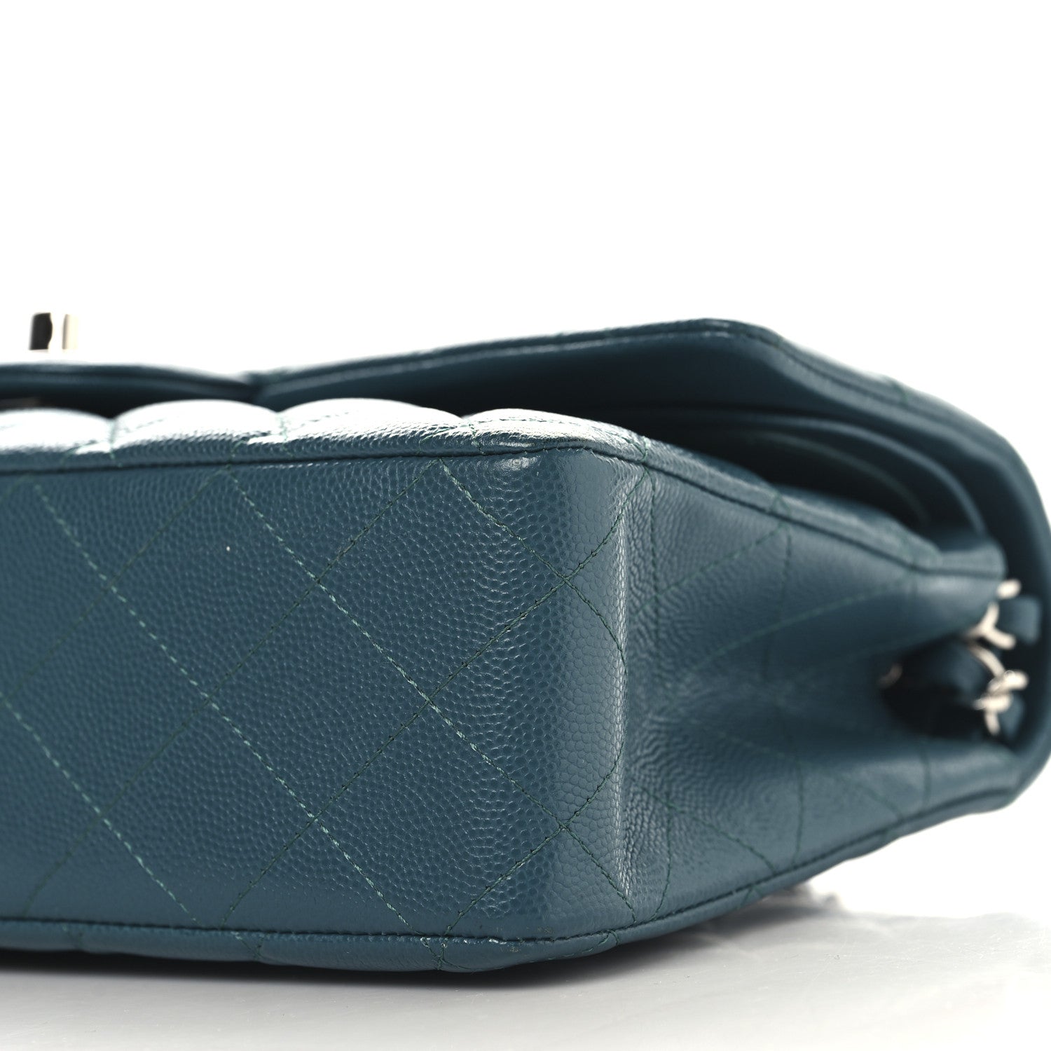 Caviar Quilted Medium Double Flap Dark Green