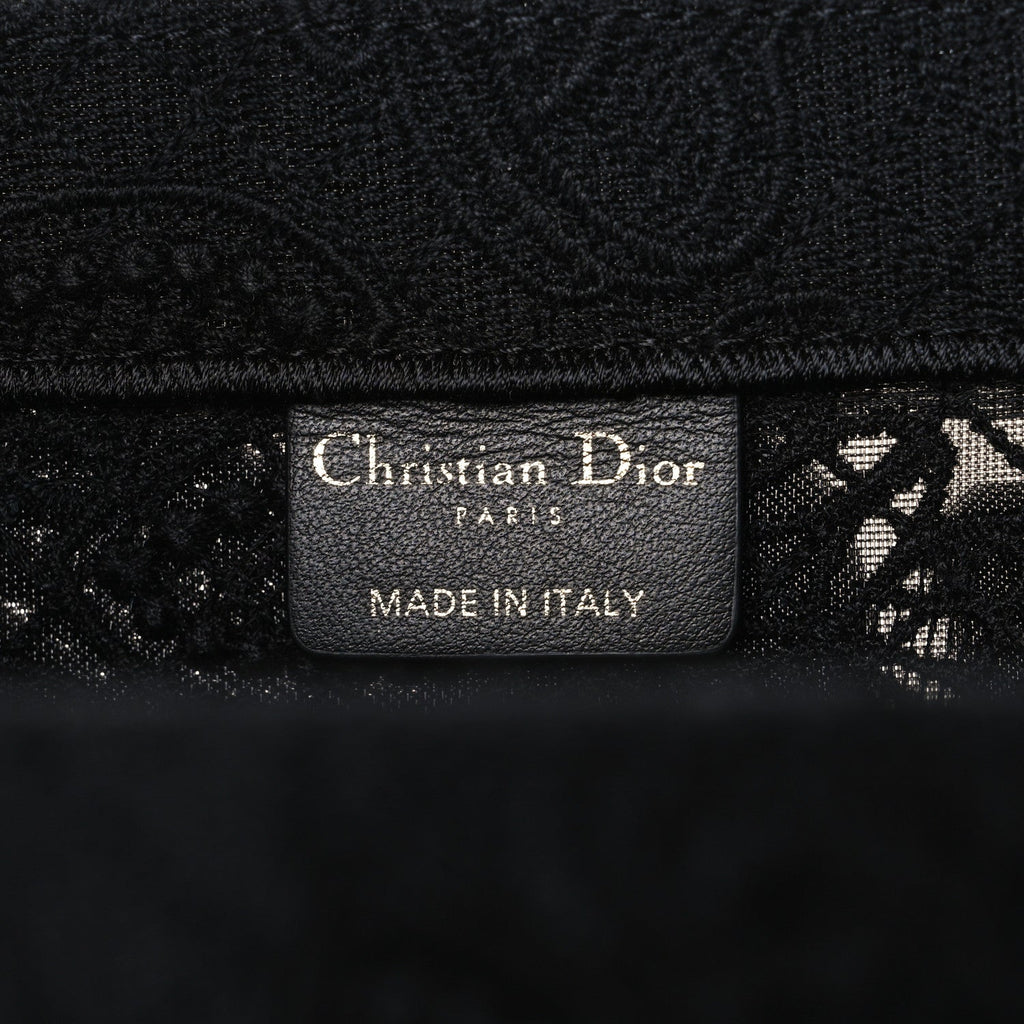 Embroidered 3D Macrame D-Lace Butterfly Medium Book Tote Black