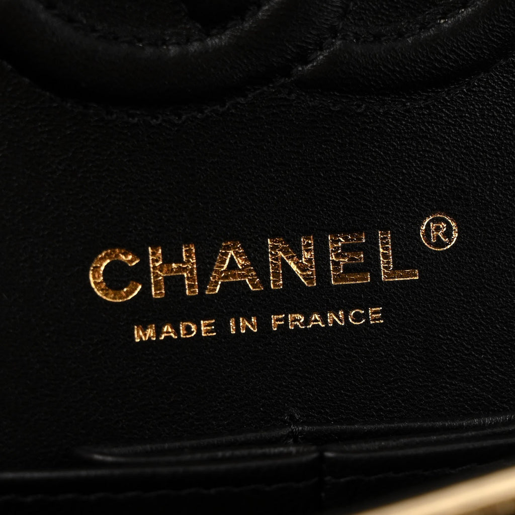 Hammered Metallic Calfskin Quilted Small Double Flap Gold