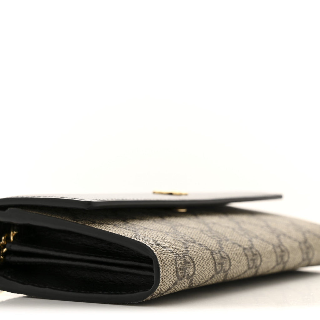 Dollar Calfskin GG Supreme Monogram Petite GG Marmont Wallet Chain Bag Black Beige Ebony