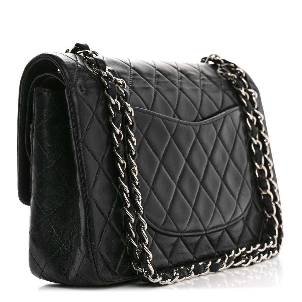 Lambskin Quilted Medium Double Flap Black