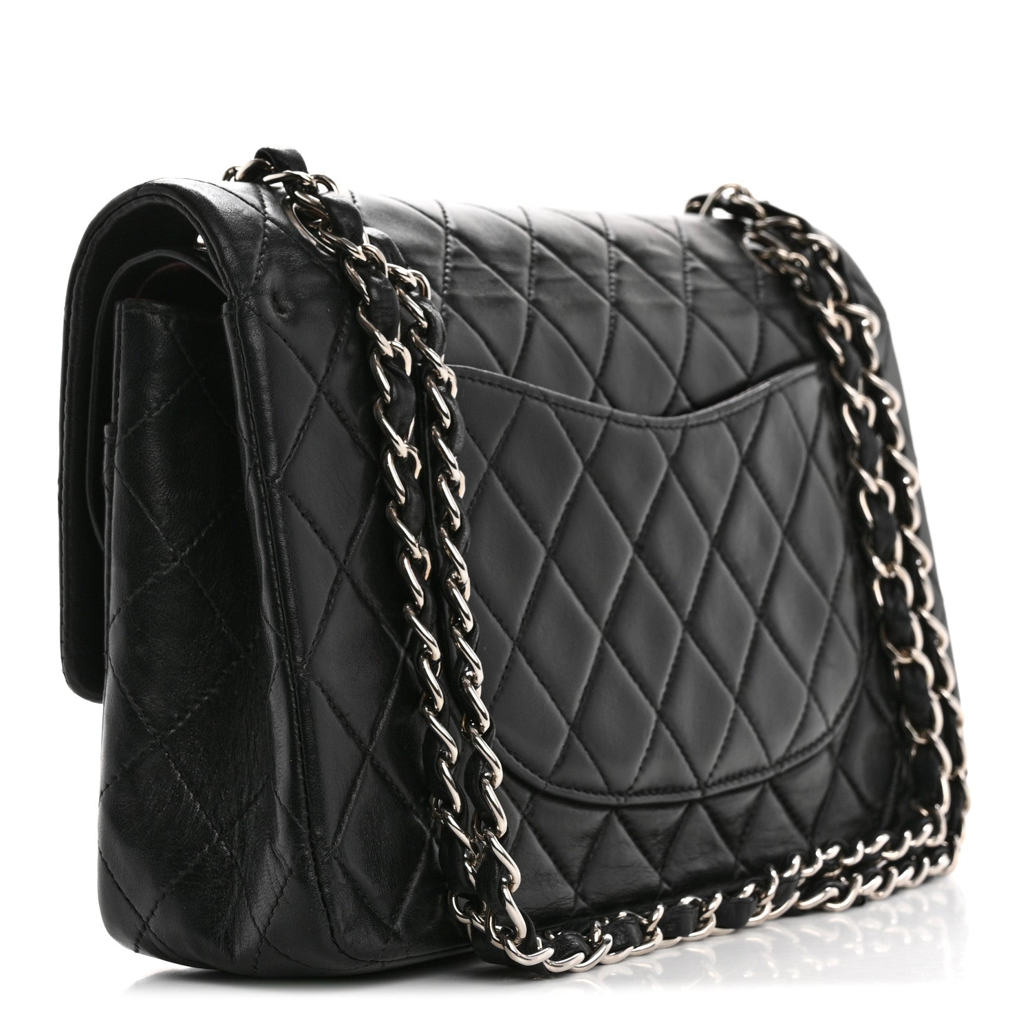 Lambskin Quilted Medium Double Flap Black