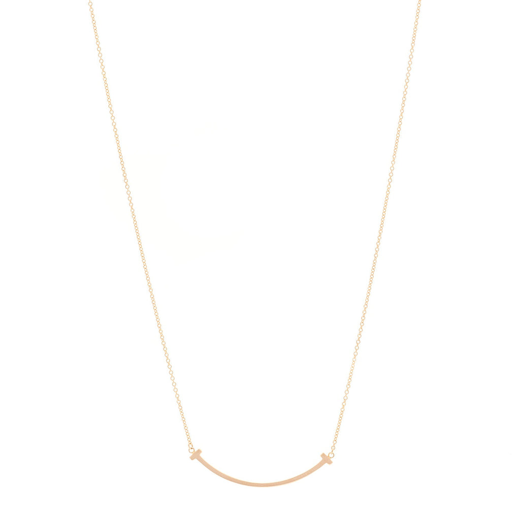 18K Rose Gold Small T Smile Pendant Necklace