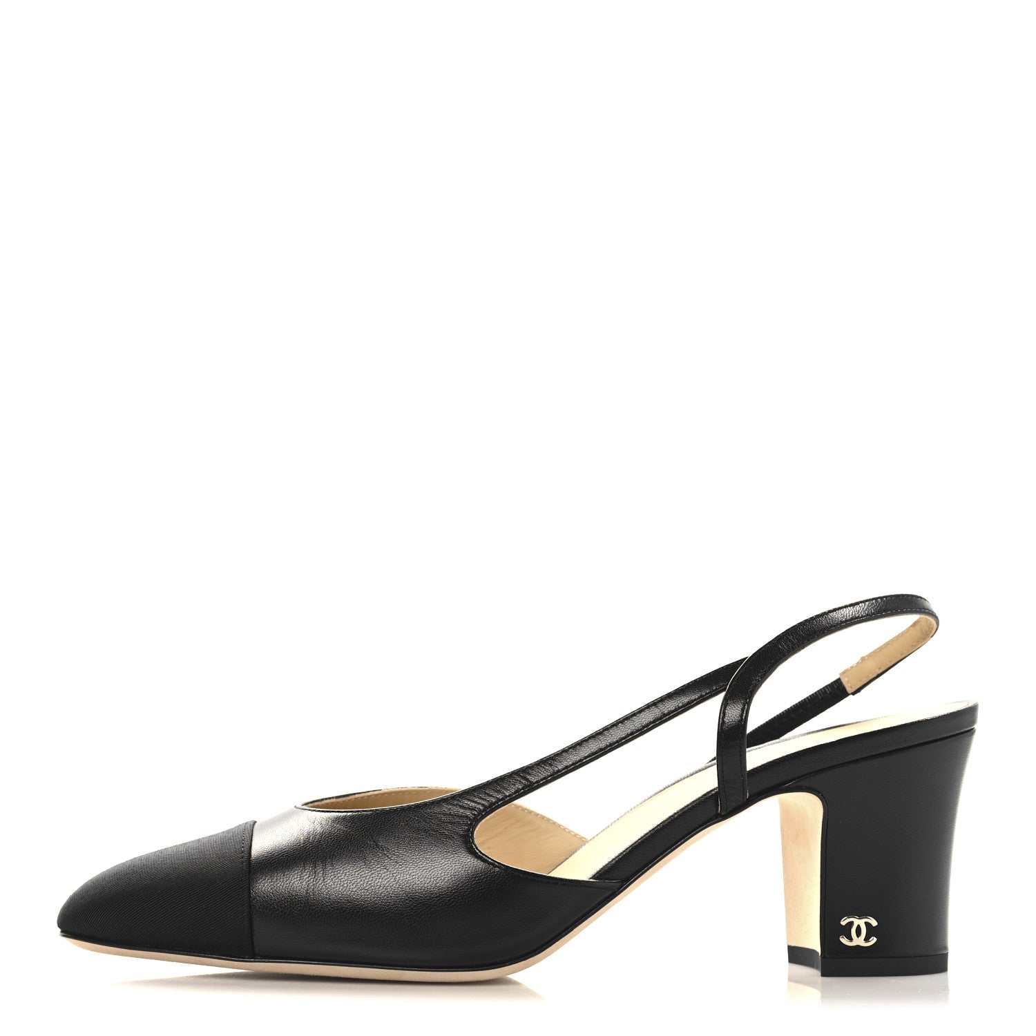 Goatskin Grosgrain Cap Toe CC Slingback Pumps 40.5 Black