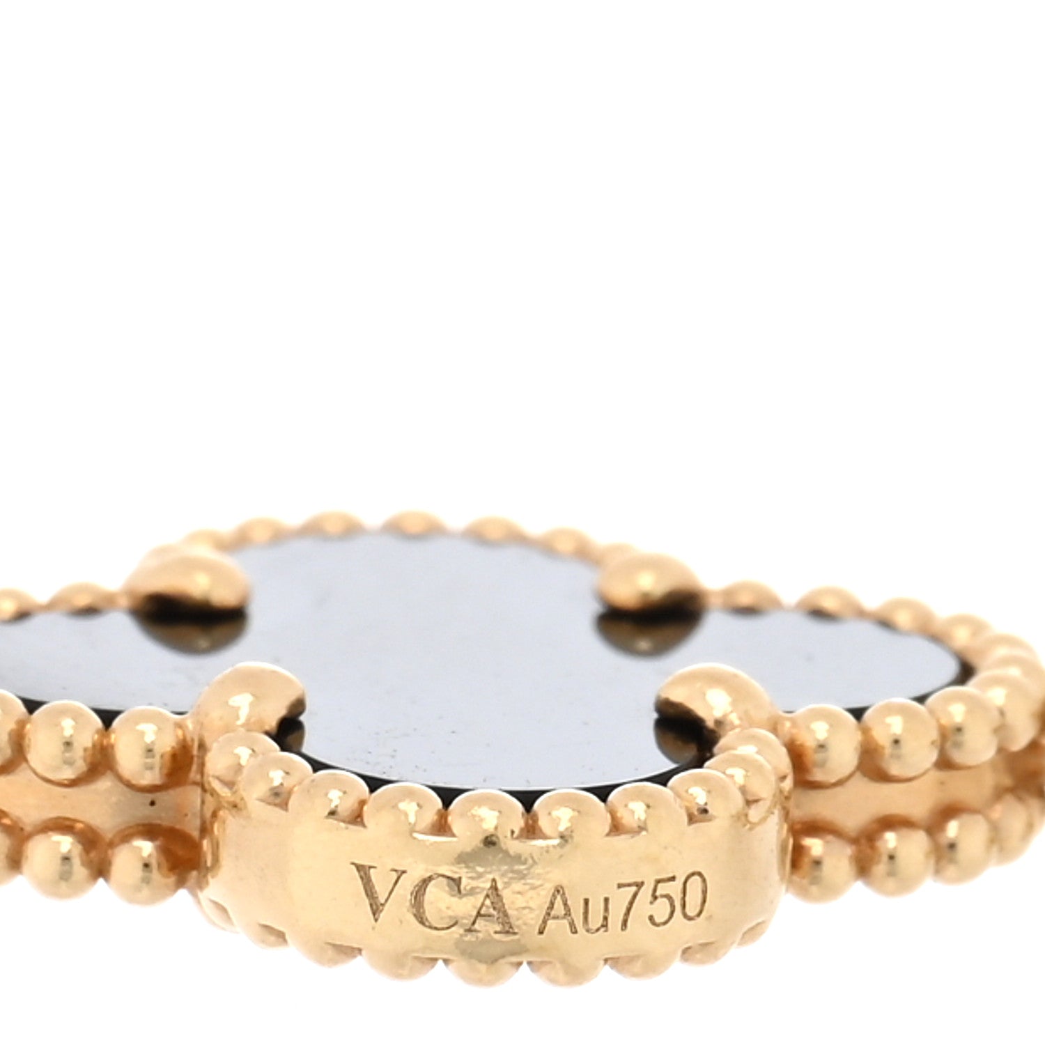 18K Yellow Gold Black Onyx 5 Motifs Vintage Alhambra Bracelet