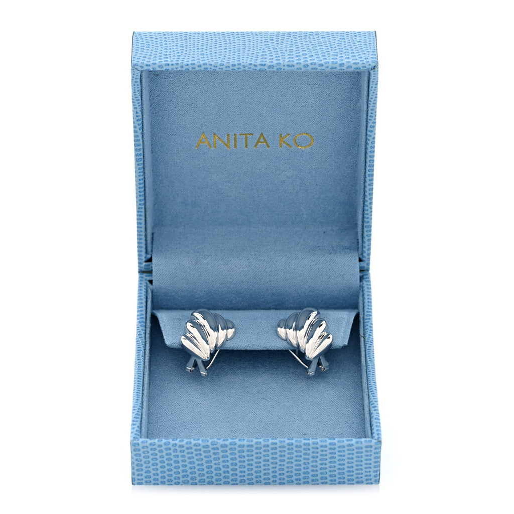 18K White Gold Croissant Earrings