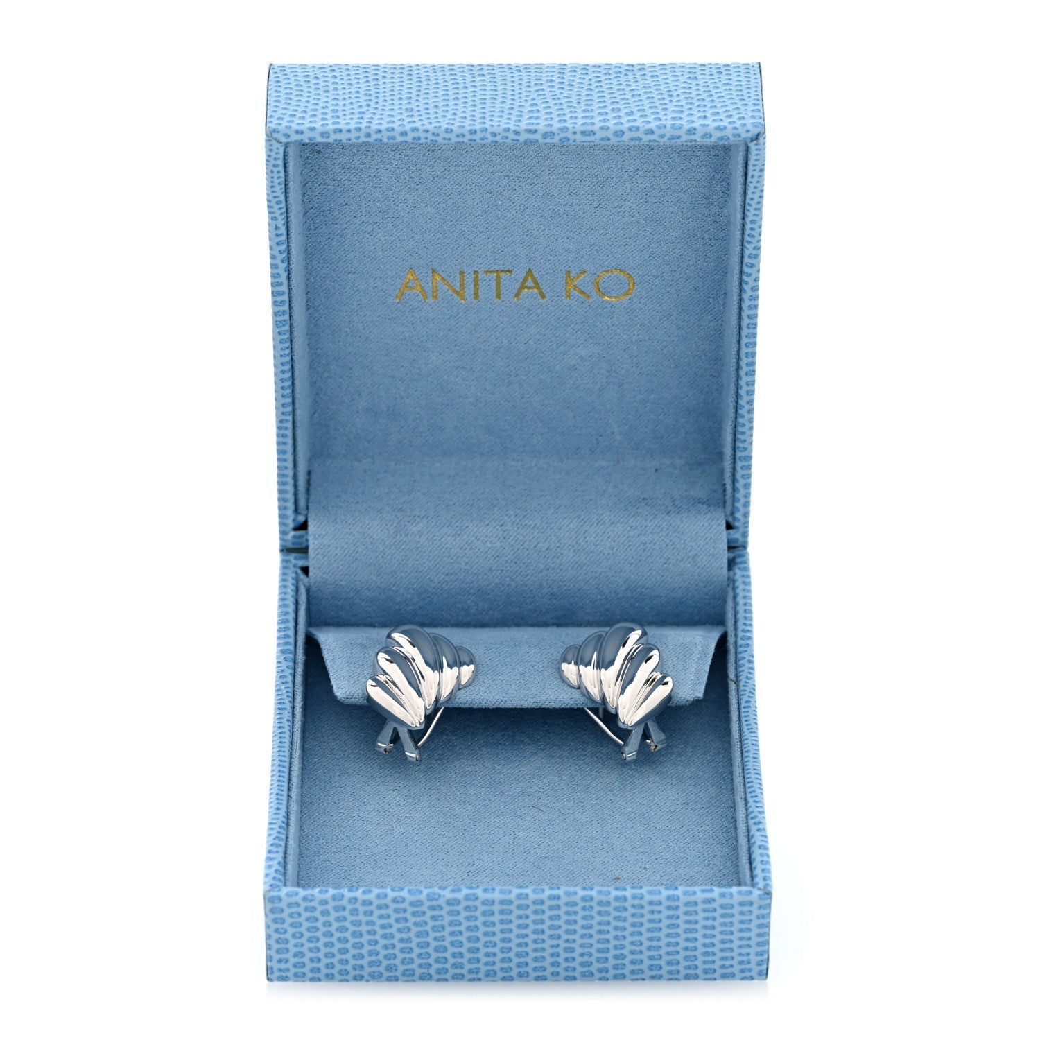 18K White Gold Croissant Earrings