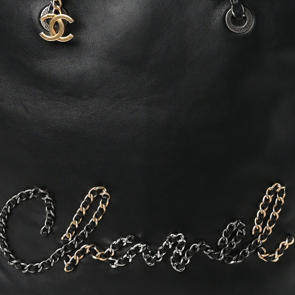 Calfskin Chain 20s Signature Tote Black