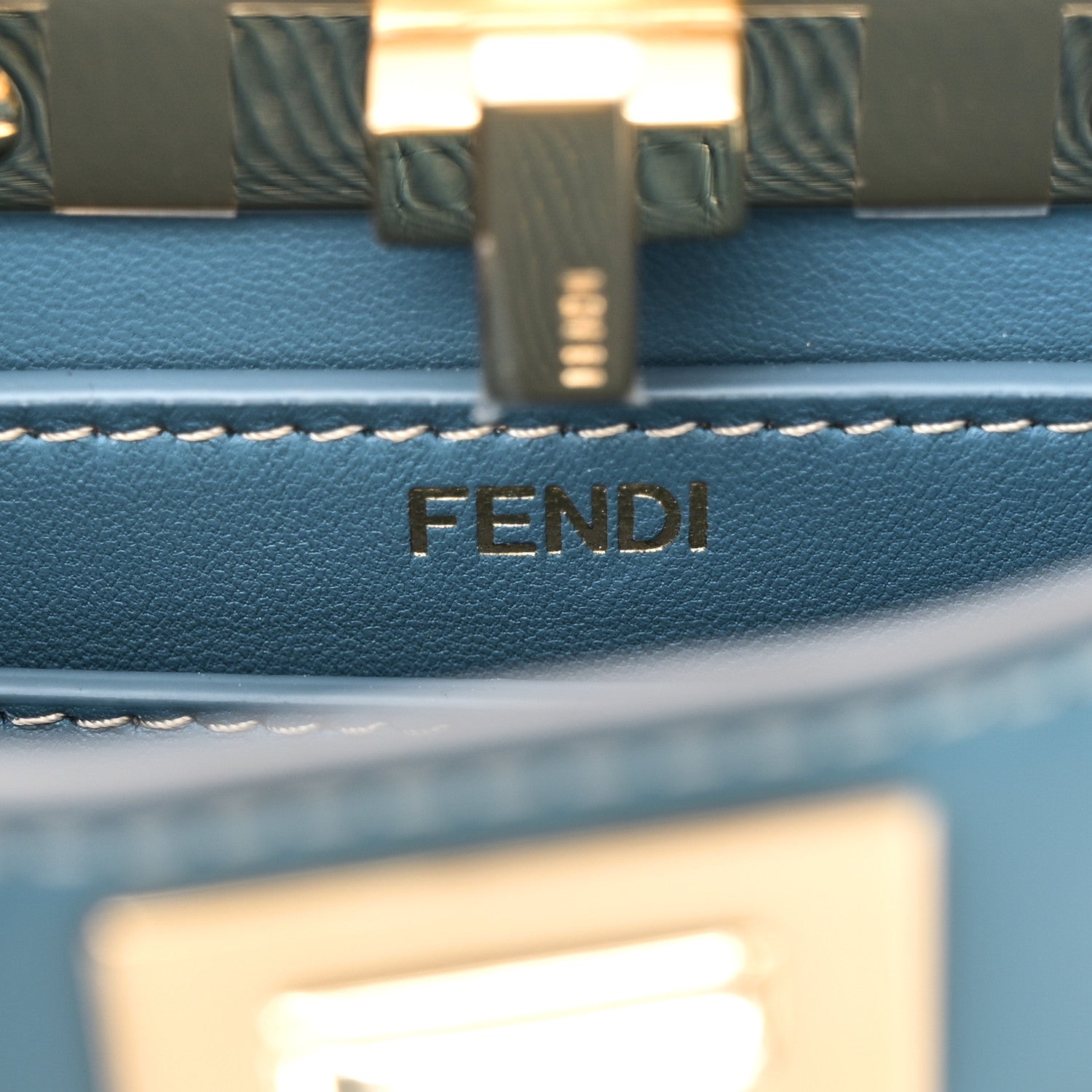 Denim Nappa Floral Embroidered Petite Peekaboo I SEE U Satchel Blue