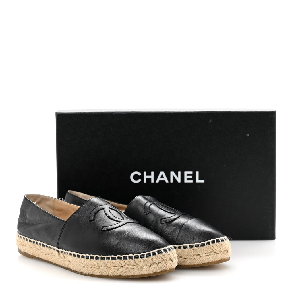 Lambskin CC Espadrilles 37 Black