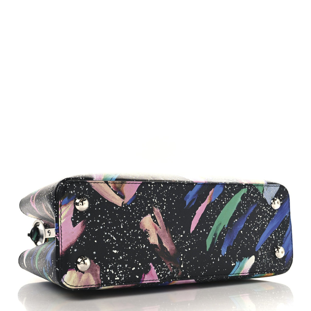 Calfskin Splash Print Capucines PM Black