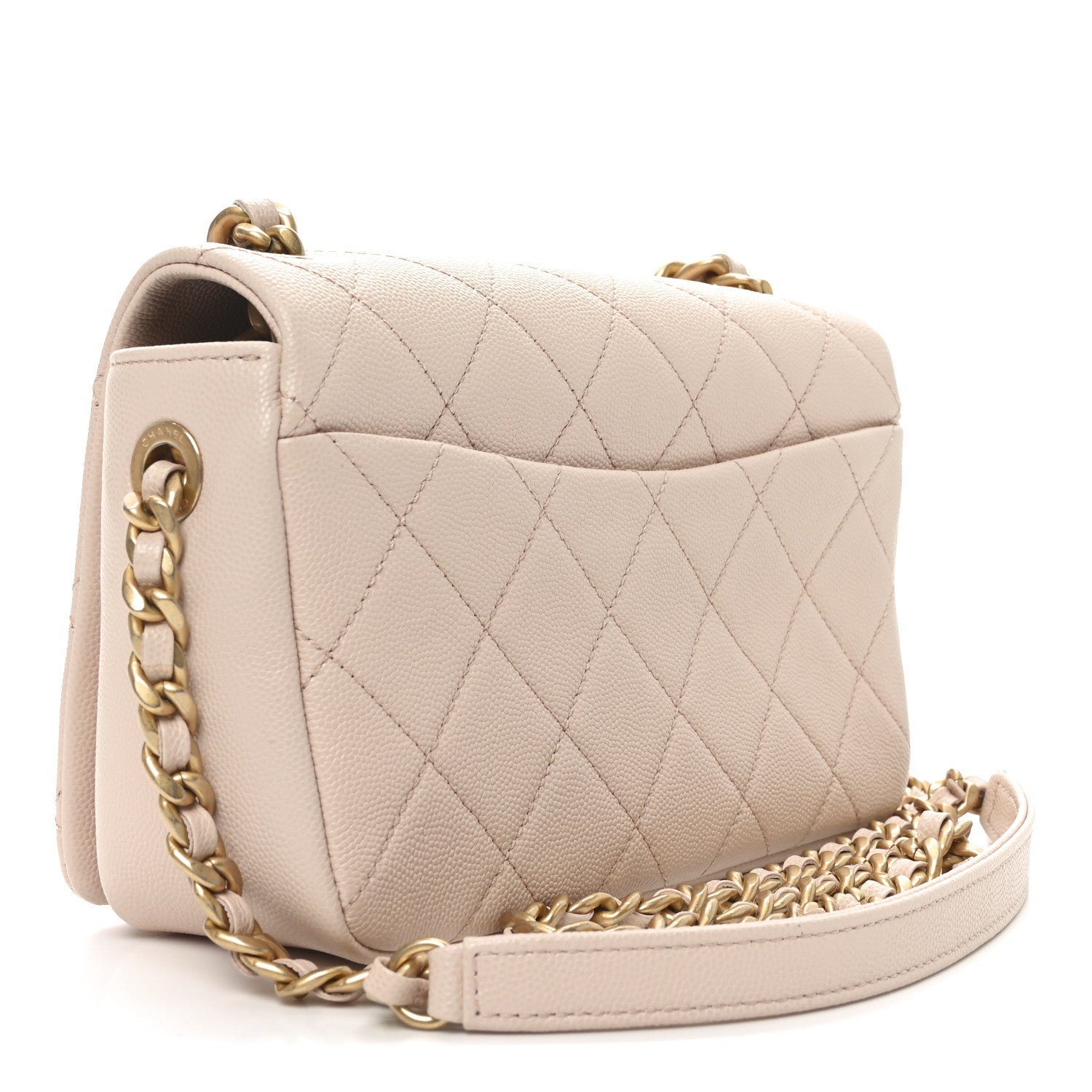 Caviar Quilted Small Fashion Therapy Flap Bag Beige