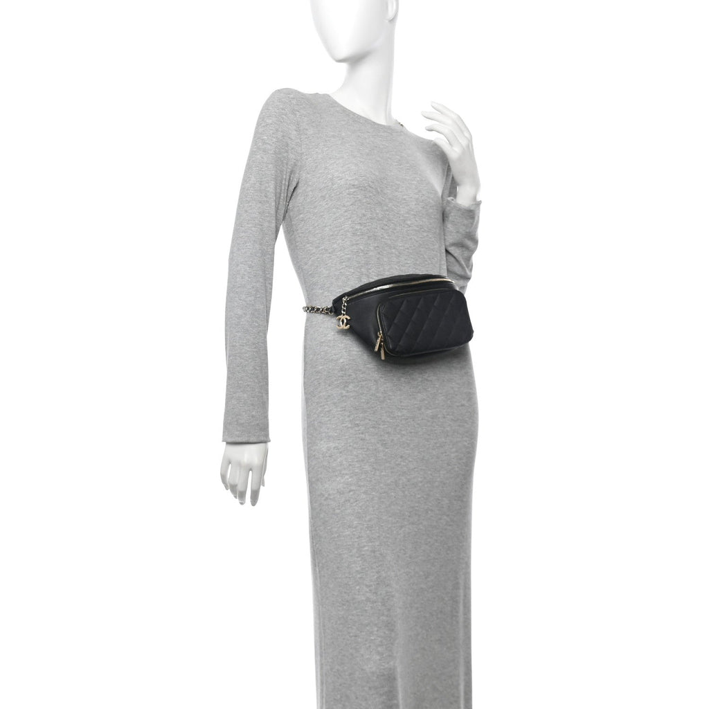 Caviar Quilted Business Affinity Waist Belt Bag Black