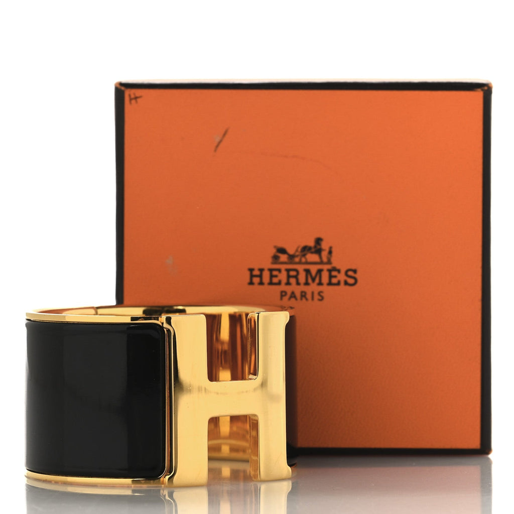 Enamel Extra Wide Clic Clac H Bracelet PM Black