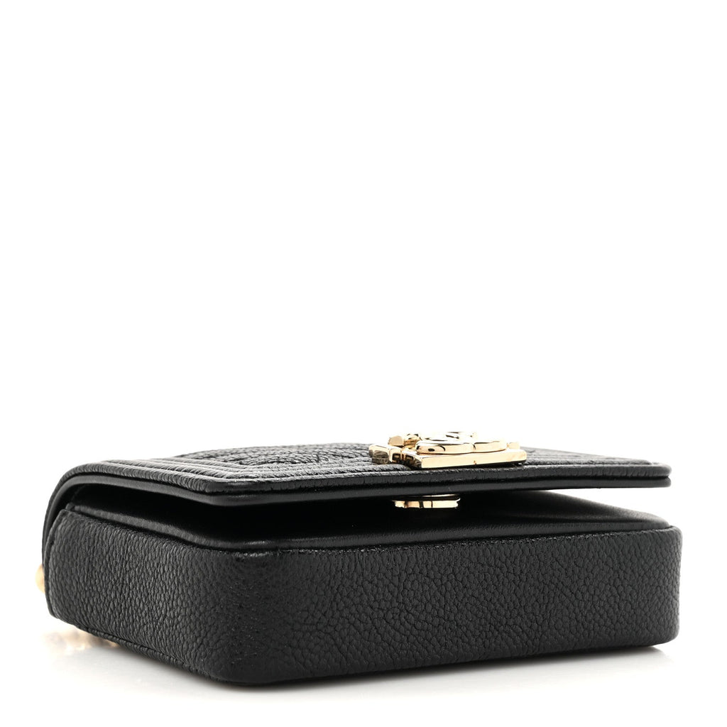 Caviar Chevron Quilted Boy Flap Waist Belt Bag Black