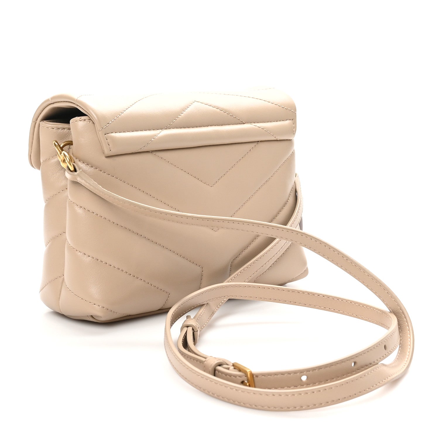 Calfskin Y Quilted Monogram Toy Loulou Crossbody Bag Dark Beige