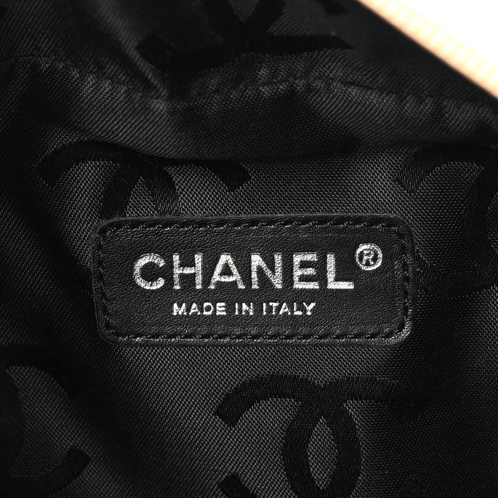 Calfskin Quilted Large Cambon Multipocket Reporter Beige Black